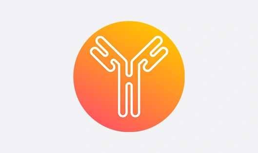 Orange gradient icon of an antibody