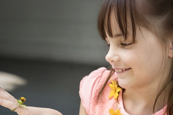 A girl with a flower