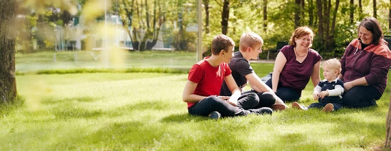 Happy family outdoors