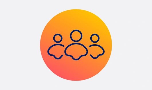 Orange gradient icon of a group
