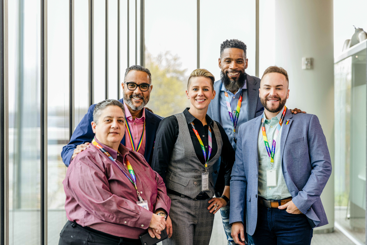 Diverse people celebrating Pride at Novartis